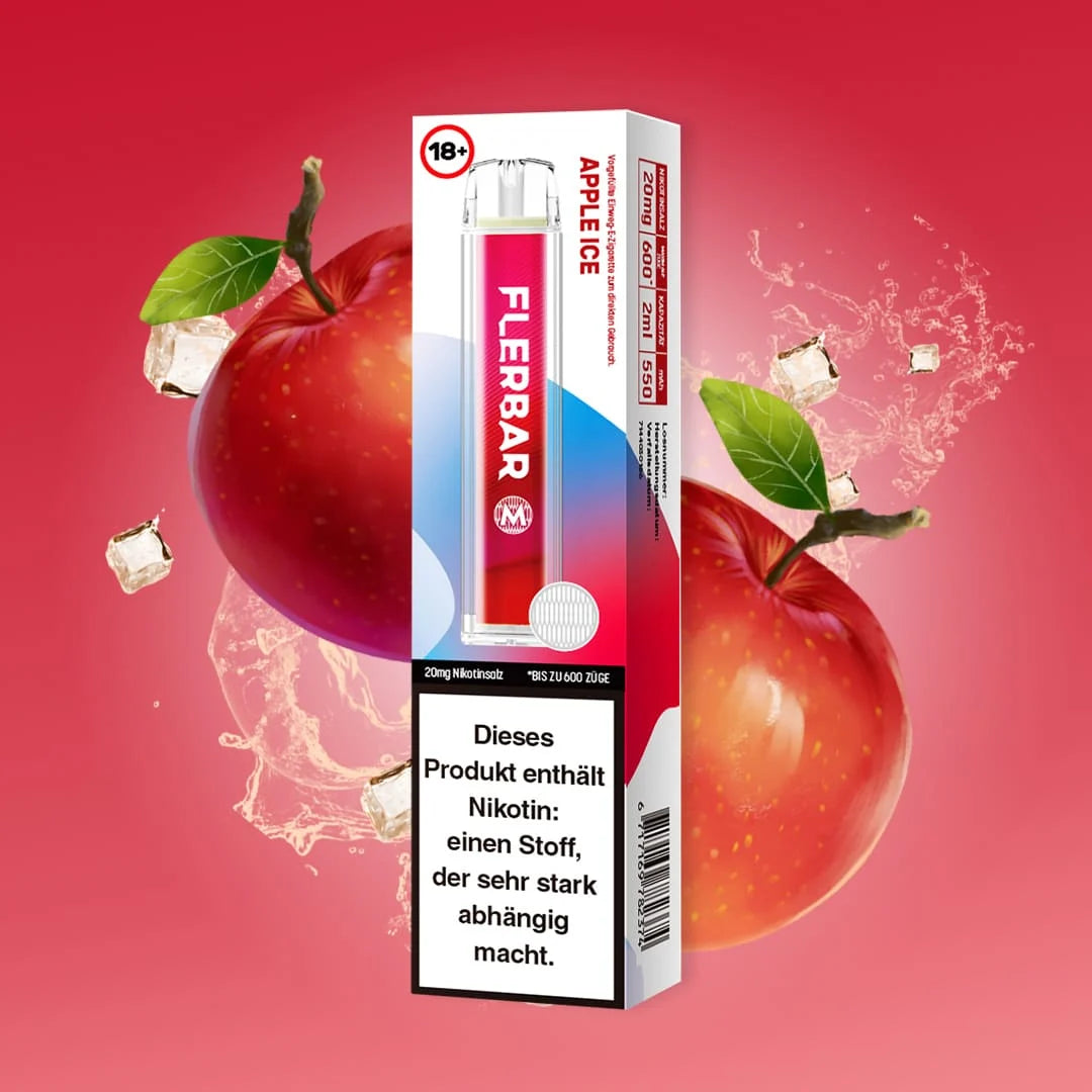 Flerbar 600 Apple Ice – Einweg-E-Zigarette bis 600 Züge, 20 mg/ml, Vape 18+