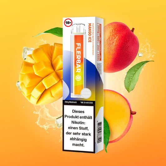 Flerbar 600 Mango Ice – Einweg-E-Zigarette bis 600 Züge, 20 mg/ml, Vape 18+